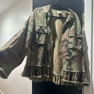 Jaded Gypsy camo ruffled jacket